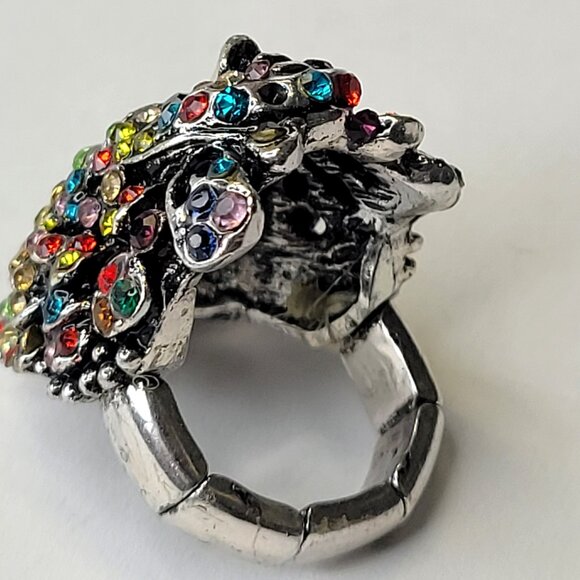 Egyptian Face Crystal Ring Stretch Colorful Ring Rainbow Crystal Adjustable Ring - Picture 5 of 11